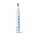 A white cylindrical skincare serum bottle with a metallic silver rollerball applicator cap, featuring the brand name 'STELLAR' printed vertically in blue on the front, set against a plain white background. By Skin-rg the ultiamte line and wrinkle relaxer.
