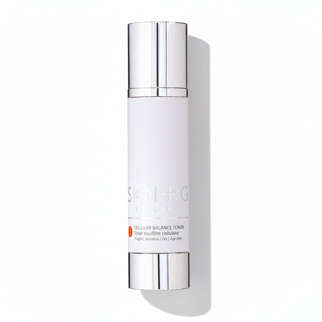 Skin-rg Skincare Skincare Cellular Balance Toner bottle with silver cap on a white background
