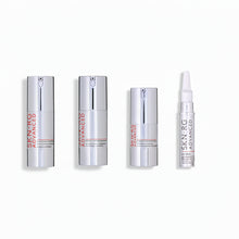 Set of skincare products with 'SKIN RG Advanced' branding on a white background