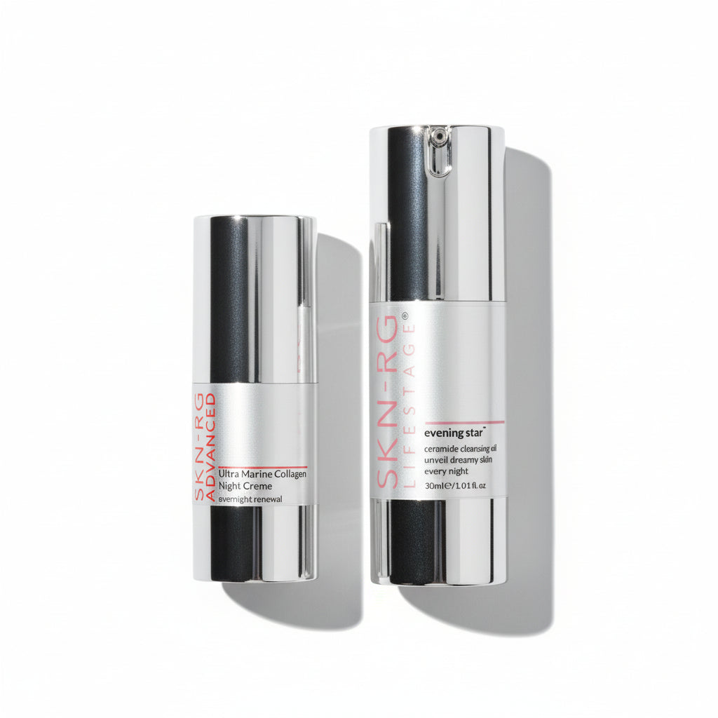 THE DEPLETED ARCHITECT NIGHT DUO: Evening Star Ceramide Cleansing Oil 30ml + Ultra Marine Collagen Cream