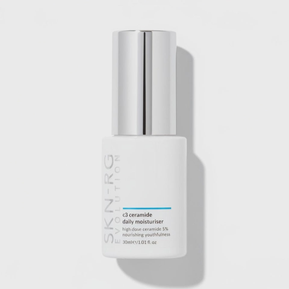 Video Of The c3 Ceramide Moisturiser with cream spots soothing the bottle as if it is skin by Skin-rg