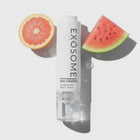 Exo Vitalise lift firming exosomes serum bottle with grapefruit and watermelon slices on white background by www.skin-rg.com