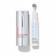 www.skin-rg.com Dermal Thinning Duo: Phoenix Super C serum and Ultra Marine Collagen Night Cream in silver and white packaging.