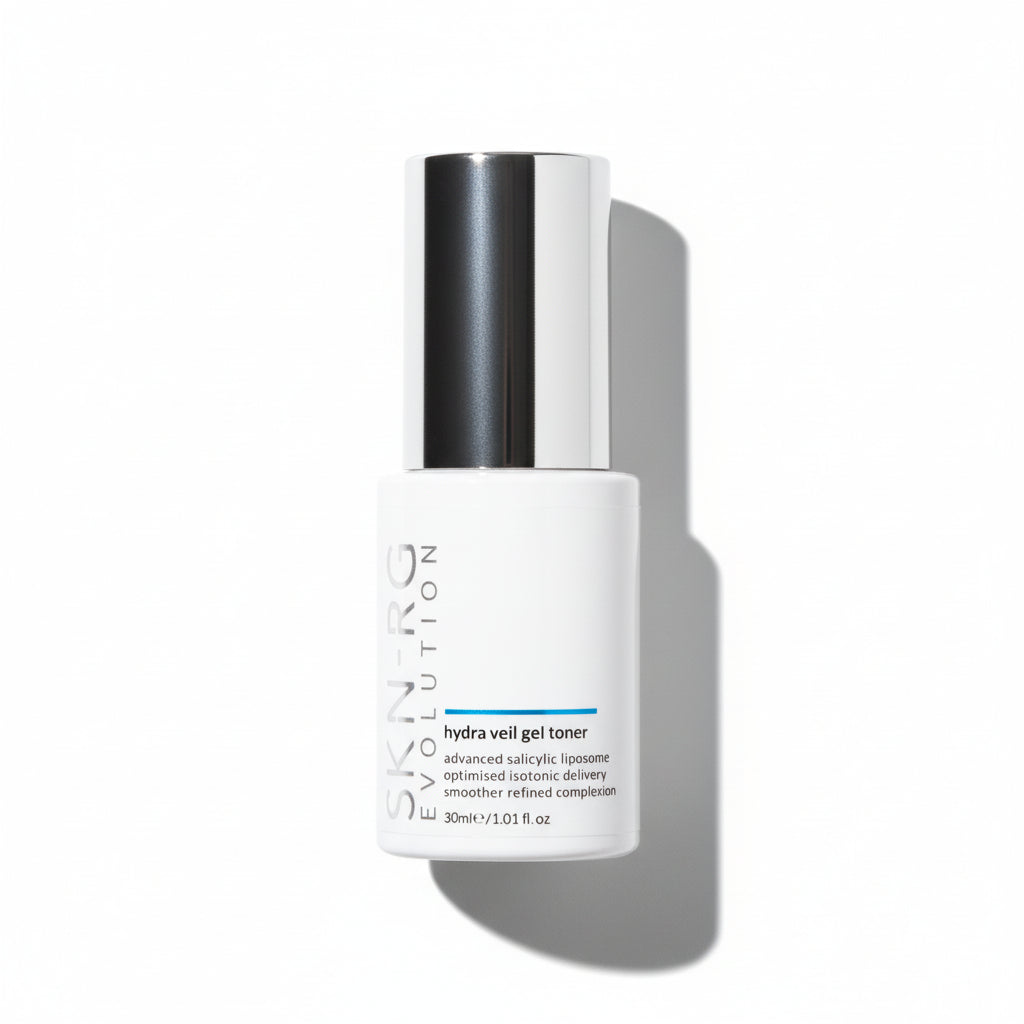 www.skin-rg.com hydra Veil Gel Toner Primer and Serum in one winner 2024 Isotonic Gel Toner by Skin-rg 30ml Pearlised Bottle on white